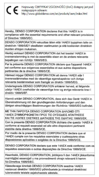 Certyfikat dotyczący systemu elektronicznego kluczyka