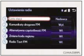 Zmiana ustawień odbioru radiowego w trybie FM