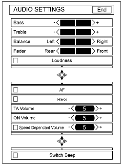 Menu AUDIO SETTINGS